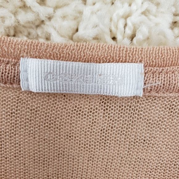 osklen women US small peach modal base layer long sleeve knit top lettuce hem - Picture 3 of 9